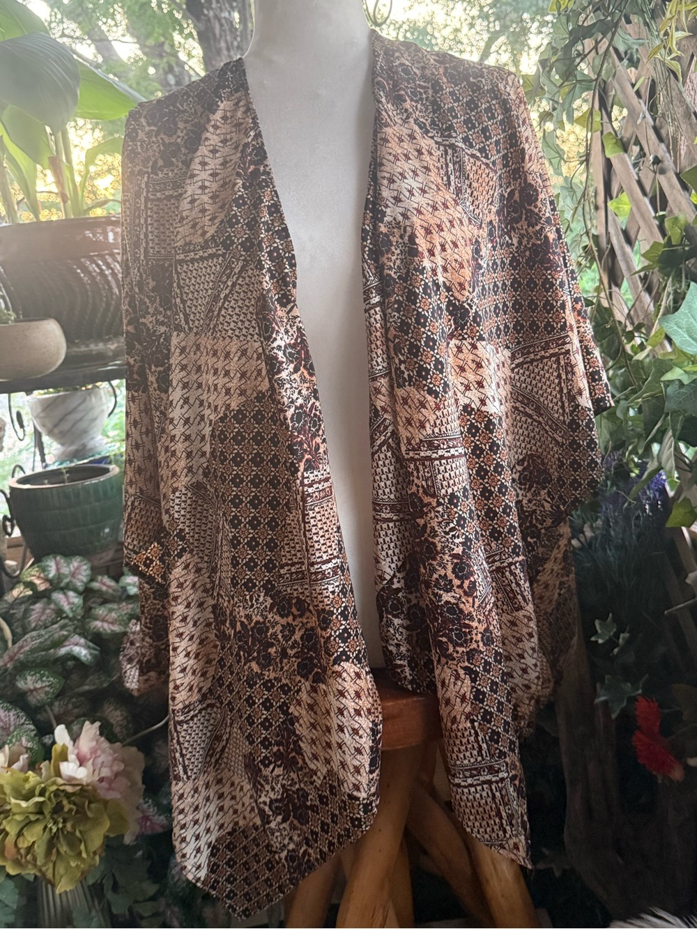 EARTHBOUND Brown & Black Patterned Open Cardigan